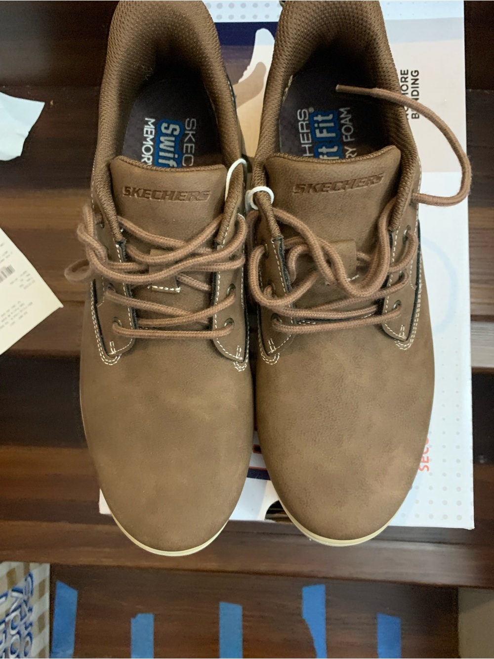 New Skechers Men's Tan Brown Lace-Up Casual Slip-On Shoes. Size 9.5 - Picture 3 of 11